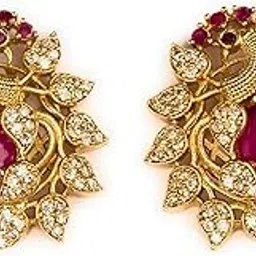 sasitrends Traditional Tops Gold Plated Ethnic Peacock Designer Studs Earrings for Women and Girls-picture-17