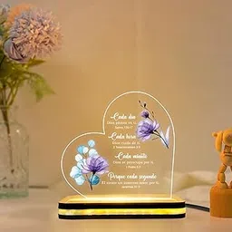 Acrylic Night Lamp Christian Gift for Women | Inspirational Religious Gift | Bible Verse Decor for Wedding Birthday Church (CADA Día) (5.5x5.5 Inch)-image-0