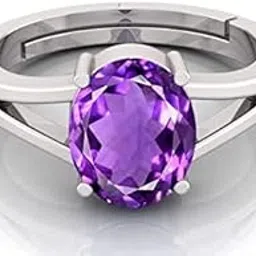 SANWARIYA GEMS 3.25 Ratti To 16.25 Ratti Amethyst Ring Katela Original Certified Astrological Birthstone Brass Metal Adjustable Ring Size 16-28 for Men and Women,s-picture-31
