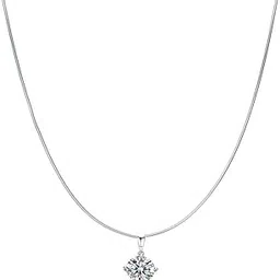 fashion accessories Pendant Silver Solitaire Pendant with Chain Sterling Silver & Diamond like Brilliance Sparkling Zirconia for that Stunning Shine Pendant for Women & Girls-picture-52