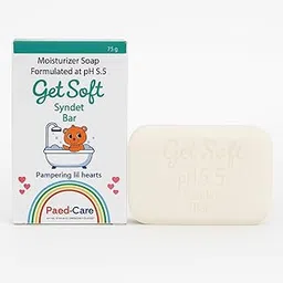 Get Soft Syndet Bar by Paed-Care – 75g | pH 5.5 Soap-Free Cleanser with Glycerine | Non-Alkaline & Moisturizing Bar for Sensitive Baby Skin | Gentle Daily Baby Care image 1