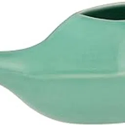 Teal Ceramic Nasal Cleansing Pot, Dishwasher Safe, with 5 Sachets of Neti Salt, Handle-Free Design-picture-26