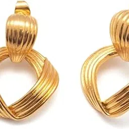 kayya21 Twisted Loop Earrings for Women & Girls | Stainless Steel Gold Finish | Anti-Tarnish, Lightweight, Minimal, Skin-Friendly | Pack of 1 image 1