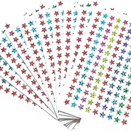 TOYSFAST® (800 Star Stickers) in 10 Sheets Multicolours,Kids Birthday Gift,Reward Stickers,Scrapbooking,Return Gift,Craft Stickers,Star Stickers and More Self-Adhesive(A380) image 1