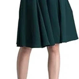 fablestreet Women's Polyester Flared Skort with Panel Detail Knee Length Skirt-picture-33