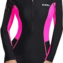 daci Women Long Sleeve Rash Guard One Piece Boyleg Swimsuit Zipper Surfing Bathing Suit UPF 50+-picture-46