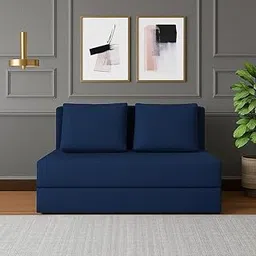 CASASTYLE Derby 2 Seater Fabric Sofa Set Cum Sofa Bed 6 X 4 Feet, Folding Sofa Bed, Sofa Cum Beds for Living Room with 2 Cushions - Flipper (Blue)-picture-21