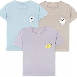 Kolorkode Baby T-Shirt for Baby Boys & Girls Regular Fit Half Sleeve Round Neck Organic Cotton Unisex T-Shirt for Baby Pack of 3-picture-38