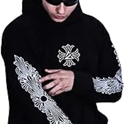 Aesthetic Printed Black Hoodie | Premium 320 GSM Cotton | Hoodie for Men and Women | Black Cotton Hoodie | Hooded Neck | Regular Hoodie for Winters | Classic Black Ultra Soft | Streetwear Hoodie-image-45