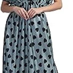 Women's Satin Floor Length Night Suit/Nighty/Nightdress/Night Gown for Women and Girls-image-0
