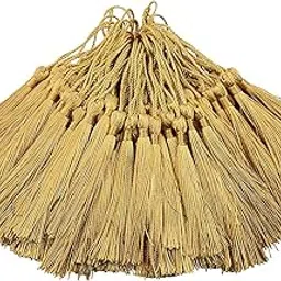 TIMESETL 50 Psc 13cm/5 Inch Silky Floss Craft Tassels, Handmade Tassel with Loop for Jewelry Making Souvenir, Bookmarks, DIY Craft Accessory (Champagne)-image-45
