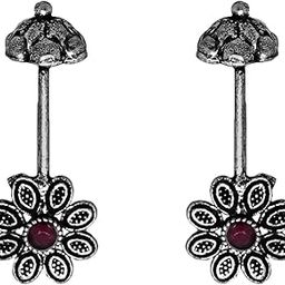 teejh Ladli Red Stone Silver Oxidsed Clip On Bugadi For Women-picture-26