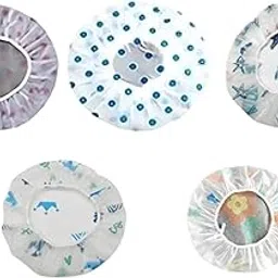 MOMISY Shower Cap Set of 6 for Women, Reusable Waterproof Elastic Eva Free-Size Bathroom Shower Caps - For Homes, Spas, Salons, Hair Treatment, Beauty Parlors (Multicolored and Multi-design)-picture-22