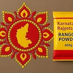 800 Grams Kannada Rajyotsava Premium Rangoli Powder | Karnataka Rajyotsava Rangoli Powder | Karnataka Day Celebration | 400g Pack Each (Red/Yellow).-picture-13