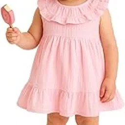 kidbea Baby Girls Midi/Knee Frocks Birthday Gift | Summer Dress | New Cute Trendy Frock Made with 100% Linen Fabrics-picture-28