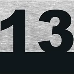Hotel Room Name Number Plate - 13|Silver Acrylic Fixed Black Acrylic Number | Easy Installation Type Double Sided Tape Fixed on Backside image 1