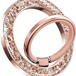 RIGGEAR Magnetic Phone Grip for Magsafe Ring Holder with Adjustable Stand (2 in 1) Compatible with Magsafe iPhones, Cases and Android Phones (Metal Ring Included)(Rosegold)-picture-17