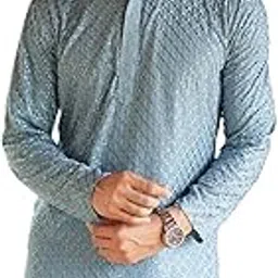 indiroop Viscose Cotton Sequin Embroidered Kurta for Men – Festive & Stylish Regular Fit Kurta Pajama Casual, Festive Ethnic Outfit Kurta Set for Men-picture-21