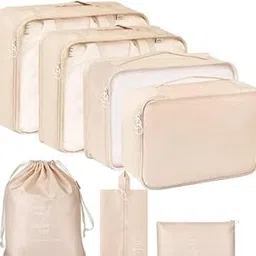 (Multicolor) Travel Organizer 7 in 1 Travel Laundry Cosmetics Luggage Packing Organizers Set Makeup Bags Organizer Packing Cubes with Shoe Bag for travel, Nylon 7-in-1-cactus0803 SB-P8903-image-36