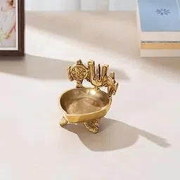 YRK Brass Small Shanku Chakra Namah Design Brass Diya Over Carved Legs-picture-24