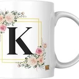 Personalized Initial Alphabet Coffee Mug (A-Z) | Premium Ceramic Monogram Mug for Gifting | 330ml Cup | Perfect for Birthday, Anniversary & Personal Use (Letter K, White)-picture-27