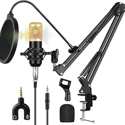 TECHBLAZE Dynamic Condenser Microphone Kit for Recording Podcast Mic for Studio & YouTube Recording & Broadcasting, Mic Set Includes Mike Stand Shock Mount Pop Filter & XLR Cable (Without Phantom)-picture-16