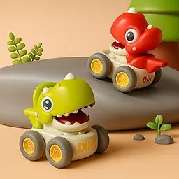 GRAPHENE Baby Dinosaur Mini Racing Whistle Car Vehicle Push & Go Dino Friction for Early Learning & Motor Skill Development Fun for 2+ Years Old Kids Cars for Toddlers (Pack of 2) Multicolour-picture-26