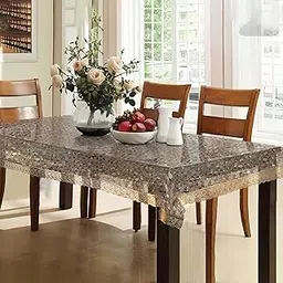 Kuber Industries Dining Table Cover | PVC Golden Lace Stone Print Table Cover | Dining Table Cover for Home D cor | Tablecloth for Dining Area | 60X90 | DTC | Transparent-picture-12