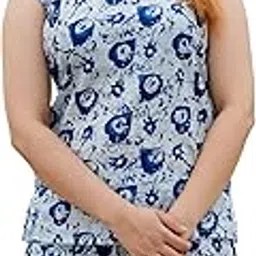 hanorix Women's Cotton Night Suit Set, Half Sleeve Top with Printed Shorts, Summer Sleepwear, Loungewear-picture-28