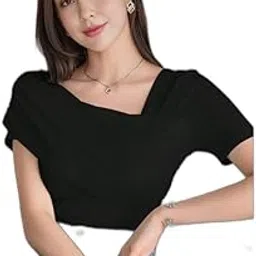 v veshh veshh Casual Solid Women Black Top ()_PT_620 image 1