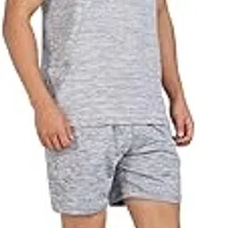 24 street Men's Sleeveless Co-ord Set Running, Gym Workout & Sports, Plain Summer Co-ord Set for Men Soft Feel Comfy Fit T-Shirt & Shorts (IN, Alpha, L, Light Grey)-picture-12