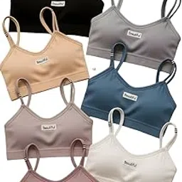 Beautiful Comfort Sports Bra, Seamless Wireless Bralette, Multi-Color, Size - 28 to 34, Free Size. Pack of 2.-picture-43