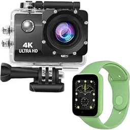 Drumstone Combo Pack of 2 Items- 4K Waterproof Sport Camera,170 Degree Wide Angle WiFi HD Cam, 16MP with D20 SmartWatch Heart Rate & Blood Pressure Monitor, Sleep Monitor (Green Color)-picture-33