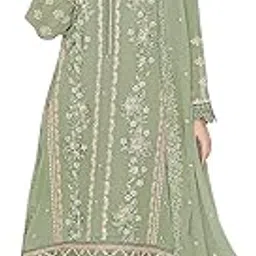 dealbazaars Pakistani Women's Embroidered Silk Georgette with Santoon Inner & Embroidered Silk Georgette Dupatta and Bottom Salwar Suit Material-picture-13