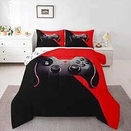 Games Comforter Set Boys Kids Black Gamepad Down Comforter, For Teens Game Room Decor Quilted Duvet Video Game Action Buttons Gamer Duvet Insert Game Console Player Gaming Bedding Duvet, Full Size-image-69