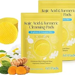 Turmeric & Kojic Acid Face Cleansing Foaming Pads for Skin Brightening, Acne Prevention & Dark Spots, With Vitamin C, For All Skin Types (Pack Of 2 (120 Pads))-image-78