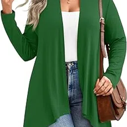 anymiss Womens 2024 Summer Plus Size Cardigan Open Front Lightweight Comfort Long Sleeve Draped cover up-picture-32