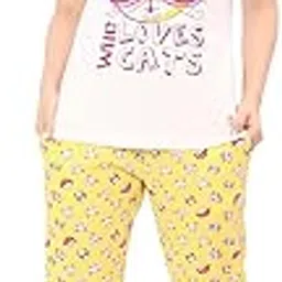 evolove Women's Hosiery Round Neck Short Sleeves Night Suit Set/Top Pyjama Set Super Soft Comfortable (Nightsuit-Round-HS-8)-picture-13