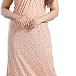 yazia Women's Printed Hosiery Cotton Half Sleeve Nighty Nightgown Maxi-picture-39