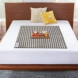 Heart Home PVC Floral Print Both Sided Bed Server Food Mat, Bedsheet Protector for Home 36"x36" (Brown) 54HH4335.-picture-14