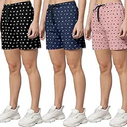 runk Women's Cotton Printed Regular Shorts - Pack of 3||Short Nightwear(Multicolour)-picture-22