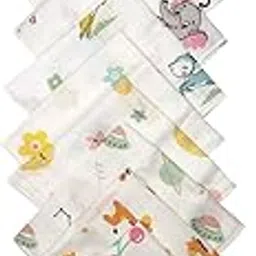 Love Baby 12 Pcs Muslin Baby Wash Cloths Set | Soft Cotton Napkins, Burp Cloth, Face Towel for Newborn Boys & Girls | Multi-Color Printed Handkerchiefs - WCS12 Combo P1_-image-16
