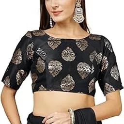 oomph! Women's Brocade Half Sleeve Readymade Blouse Boat Neck-picture-28