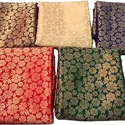shri shyam creation Brocade Silk Blouse Piece Material - Pack of 5 (1 Meter Each), Perfect for Cholis & Return Gifting-picture-21