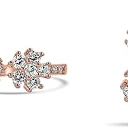 raajraani 925 Sterling Silver Flowery Affair Toe Ring for Women | Rose Gold Finish | Zirconia Floral Design | Gift Jewelry (3.9 g) image 1