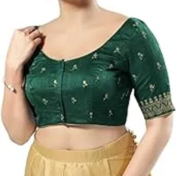 vamas Women's Silk Padded Self Design Half Sleeve Readymade Saree Blouse (X-1166.ELB)-picture-34
