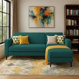 GRAPEWOOD Wayne RHS 4 Seater L Shape Sofa Set for Living Room (Pine Colour) Premium Fabric Sofa Set for Living Room-picture-19