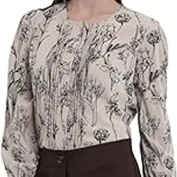 fithub Floral Print Round-Neck Shirt with Puff Sleeve-picture-50