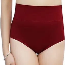 teens lifestyle Teens Cotton Lycra Seamless High Waist Shaper Panty(Berry Plain)-picture-46