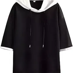 lilbits Men's Regular Fit Hood Neck Half Sleeve Colorblock Casual T-Shirt-picture-21